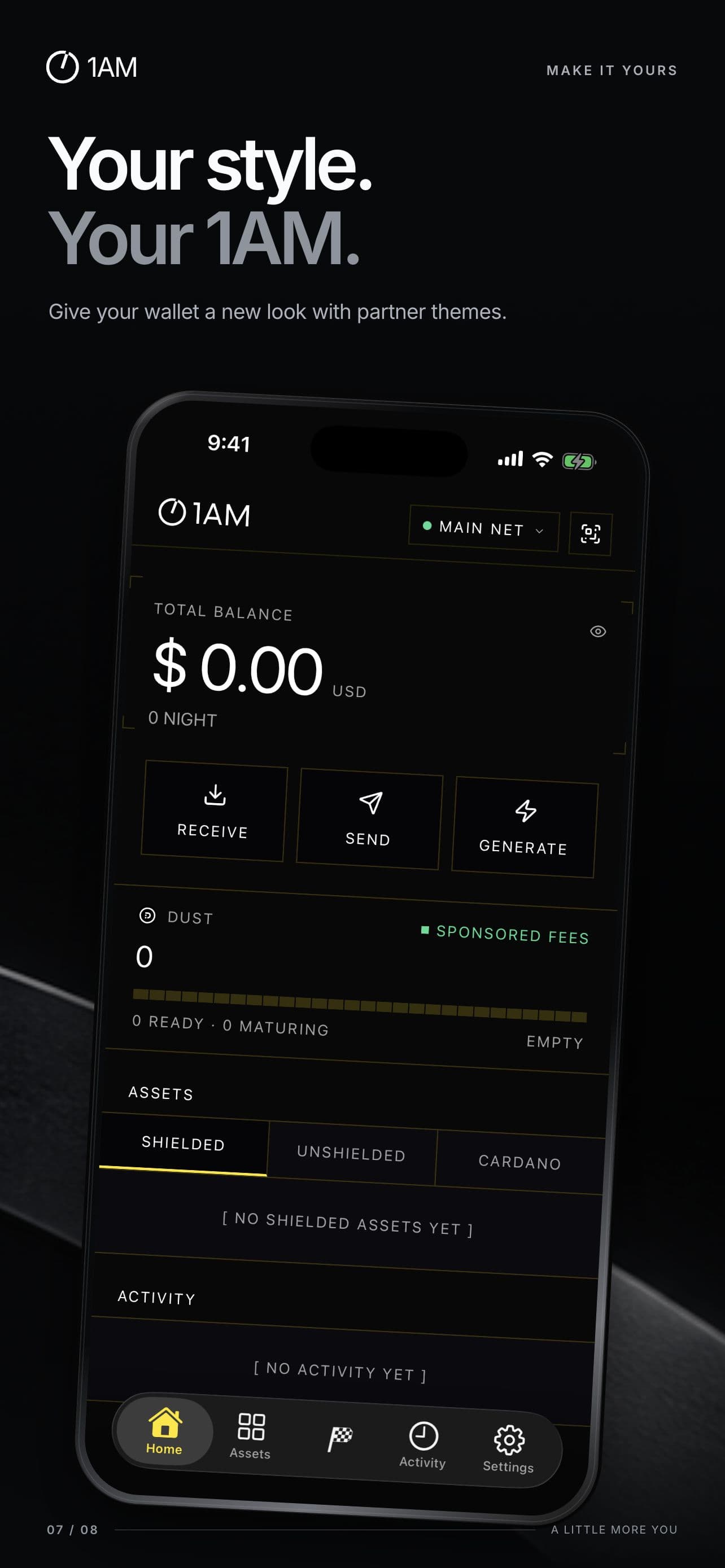 1AM mobile wallet home screen in the Pulse Pump partner theme, from its App Store preview